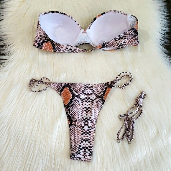 New Snakeskin Print Push Up Top Bikini Set - Picture 7 of 9